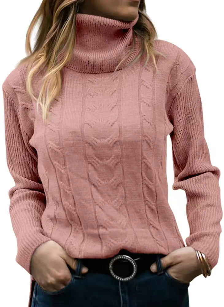 Pure Color Long Sleeve Turtleneck Sweater