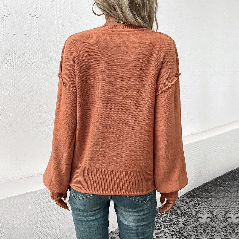 Long Sleeved Solid Color Sweaters