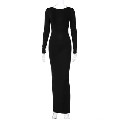 Sexy Backless Pleated Slim Solid Color Dress