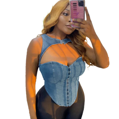 Denim Sleeveless T-shirt