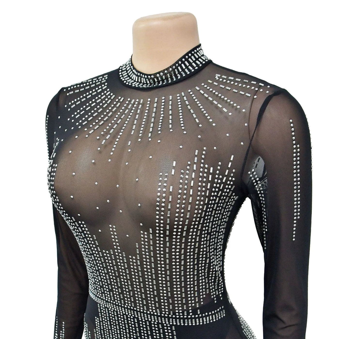 Mesh Hot Diamond Long Dress