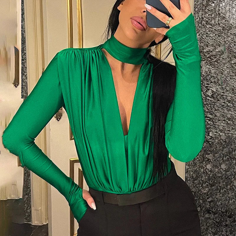 V-Neck Long Sleeve Jumpsuit