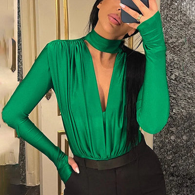 V-Neck Long Sleeve Jumpsuit