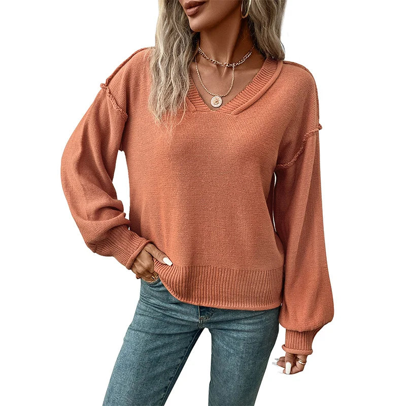 Long Sleeved Solid Color Sweaters