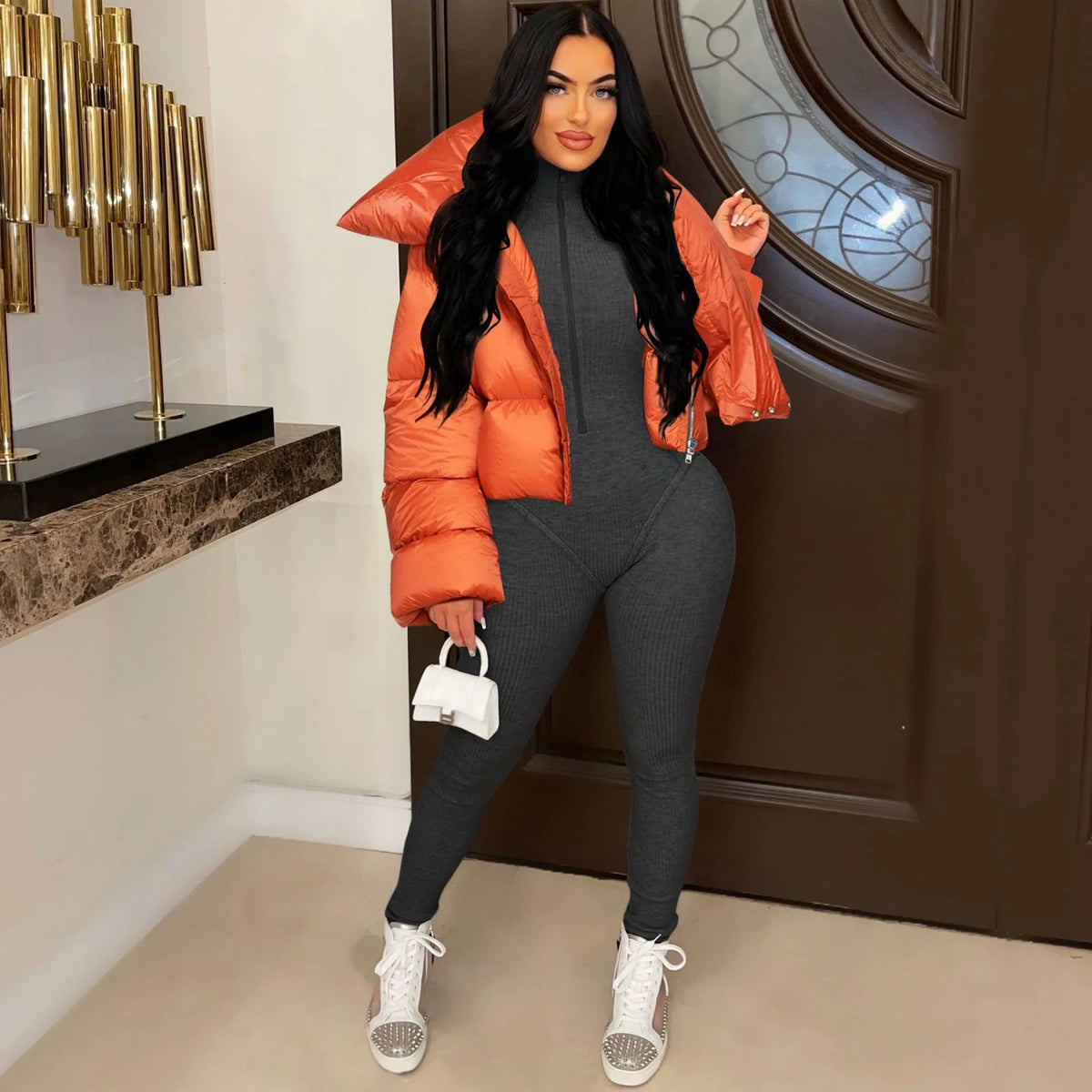 Cotton High Neck Jacket