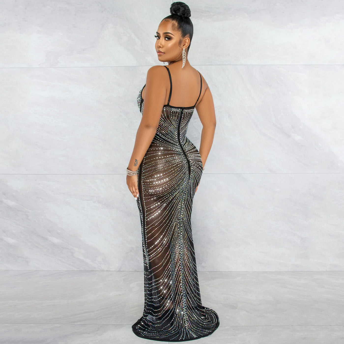Chest Wrap Gauze Perspective Dress