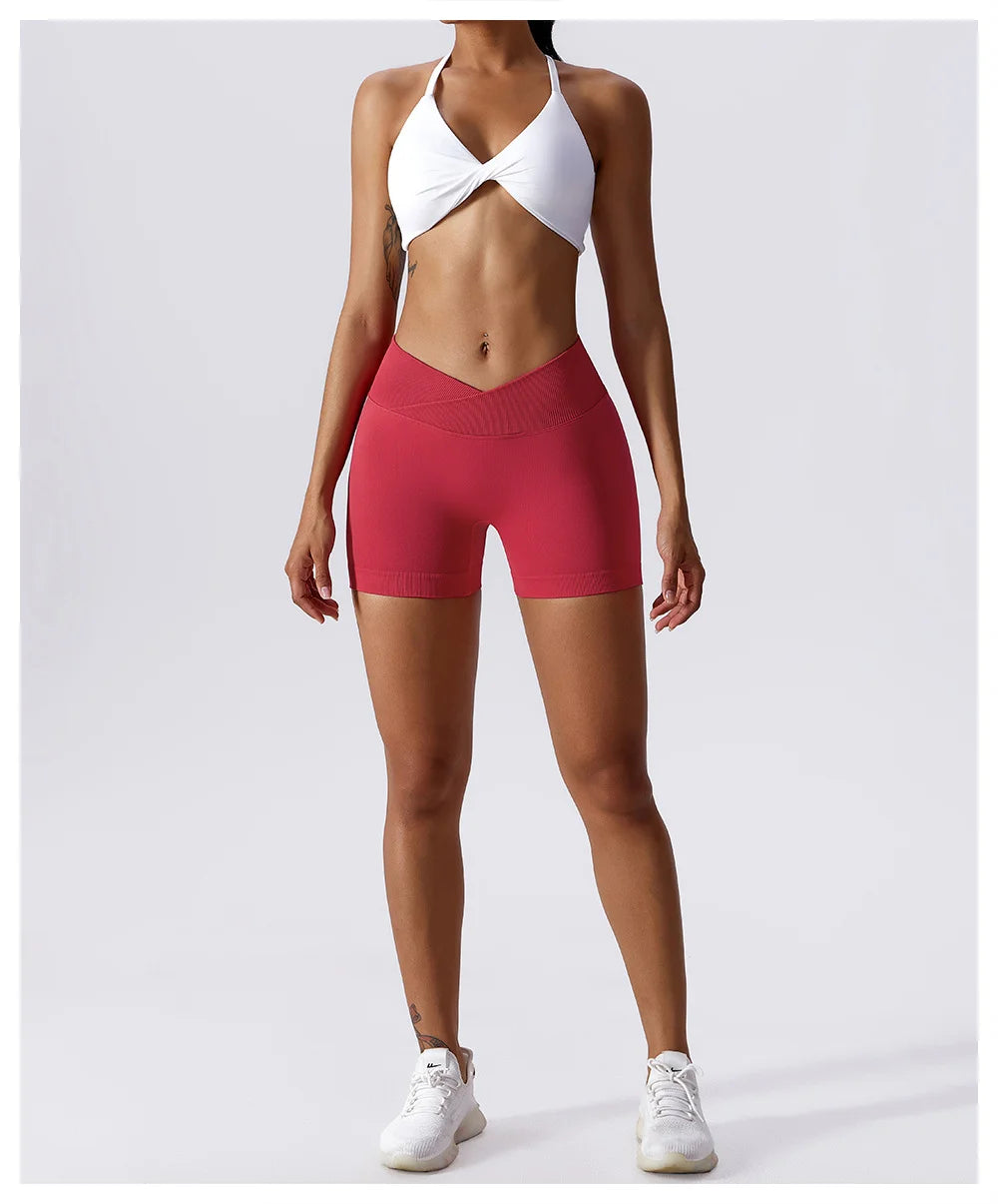 High Waist Running Gym Shorts Tight Fit Seamless Gym Shorts