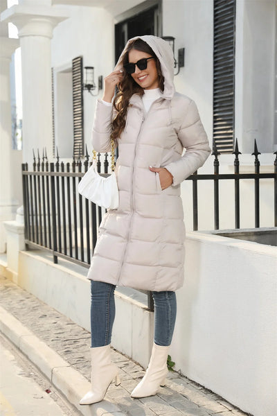 Hooded Women’s Cotton Jacket Mid Length Slim Fit