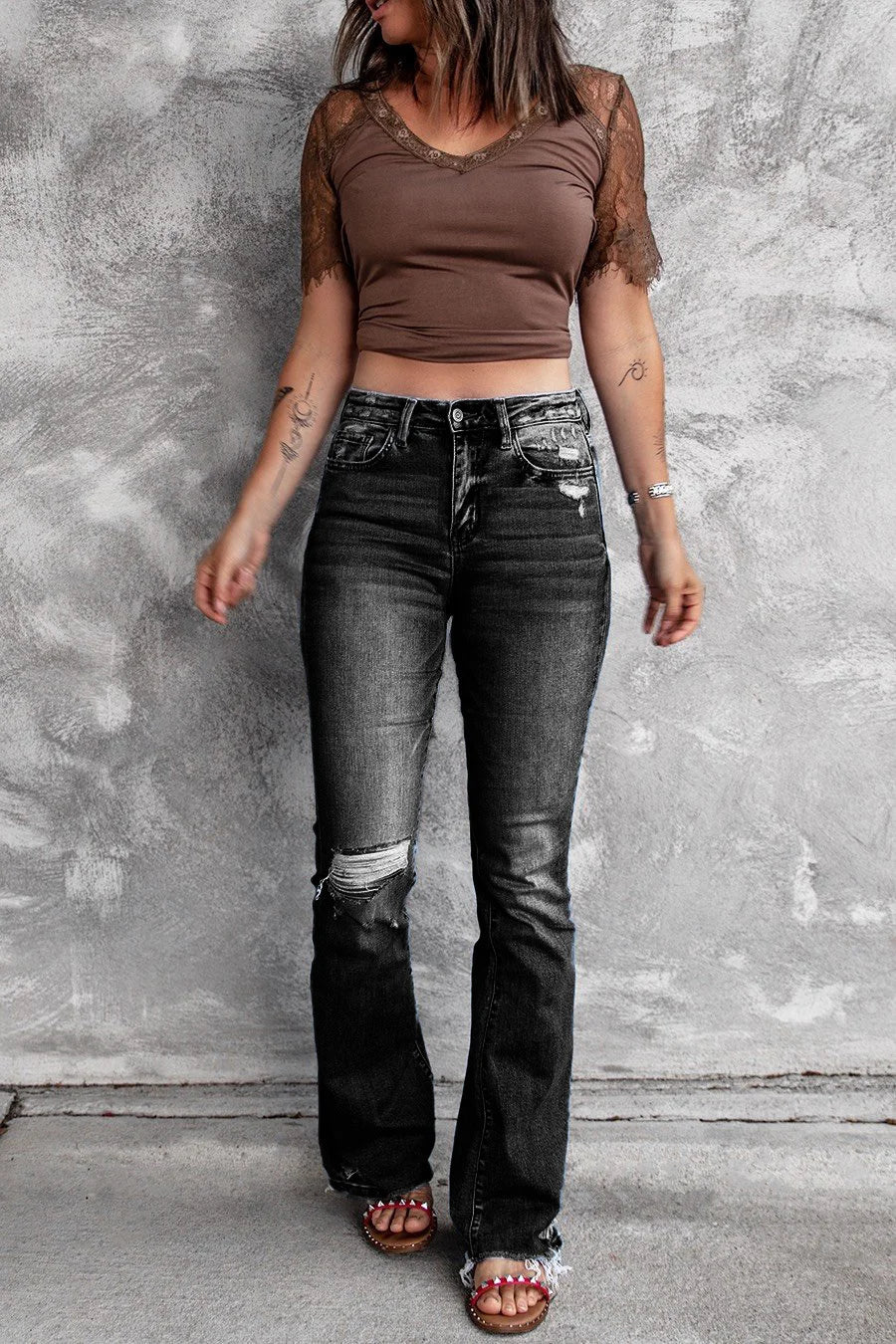 High Waist Stretch Micro Flared Bootcut Jeans