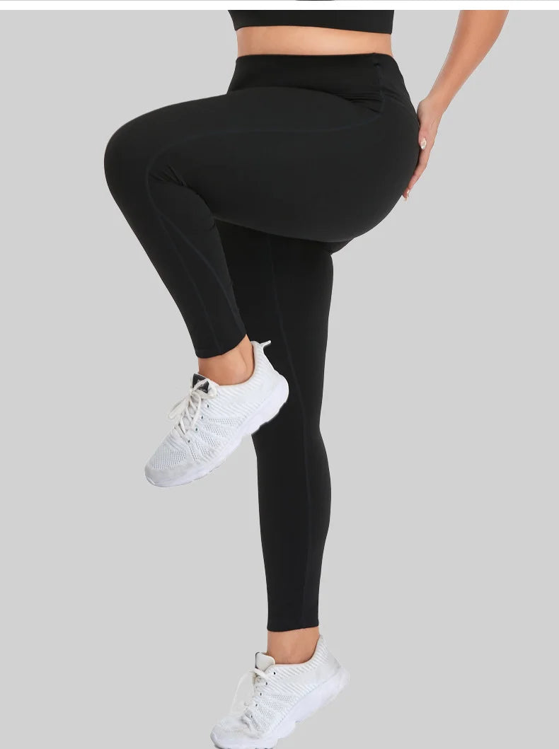 High Waist Sports Pants Three-Line Elastic Sports Pants with Hip Enhancement