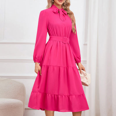 Elegant Slim Temperament Tie Collar Dress