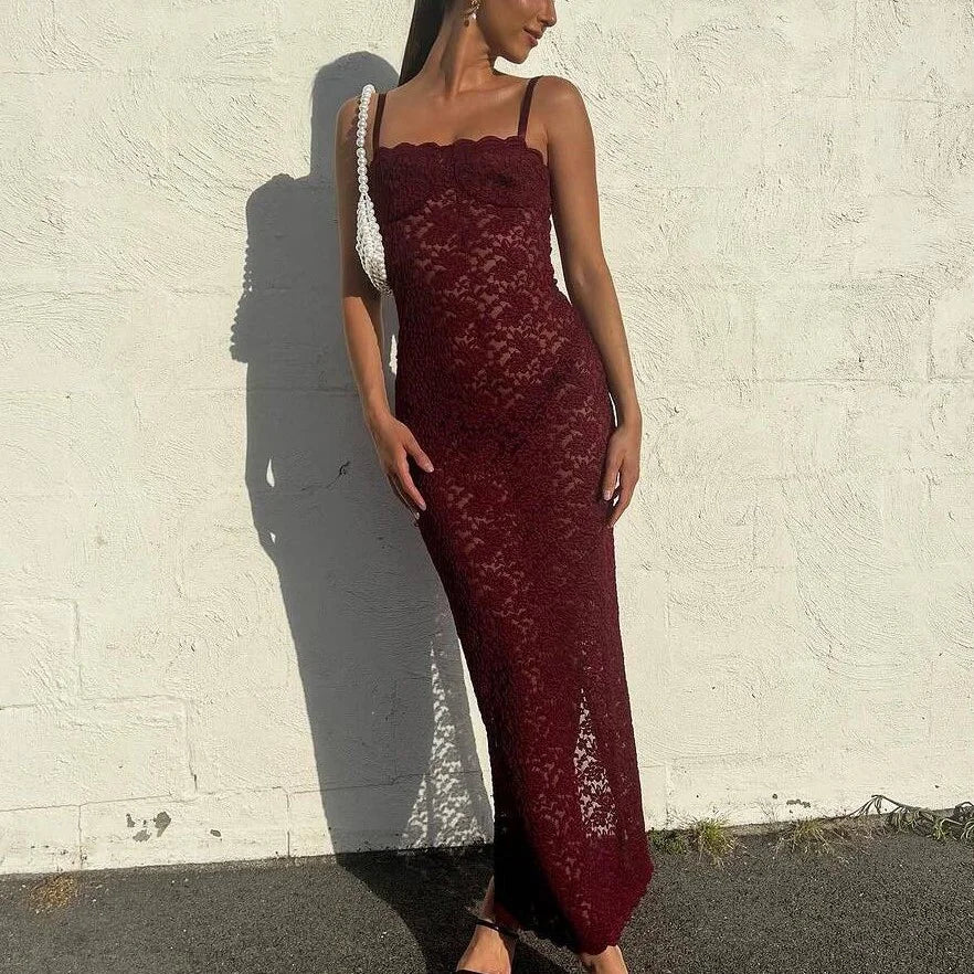 Sheer Lace Bodycon Dress With Printed Neck
