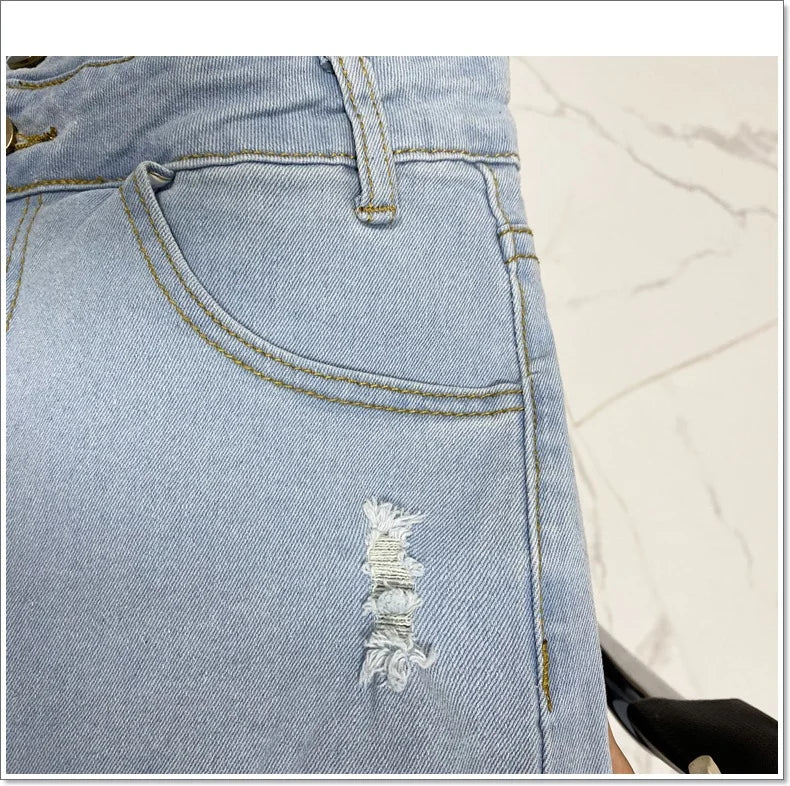 High Waisted Distressed Skinny Jeans