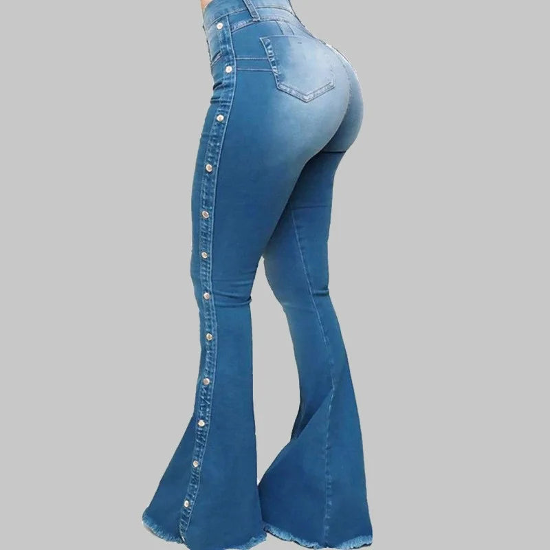 Burst High Waisted Stretch Bell Bottom Jeans