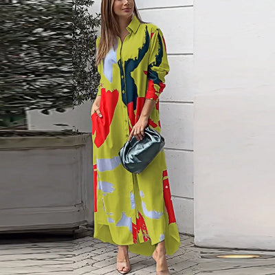 Casual Print Loose Shirt Dress