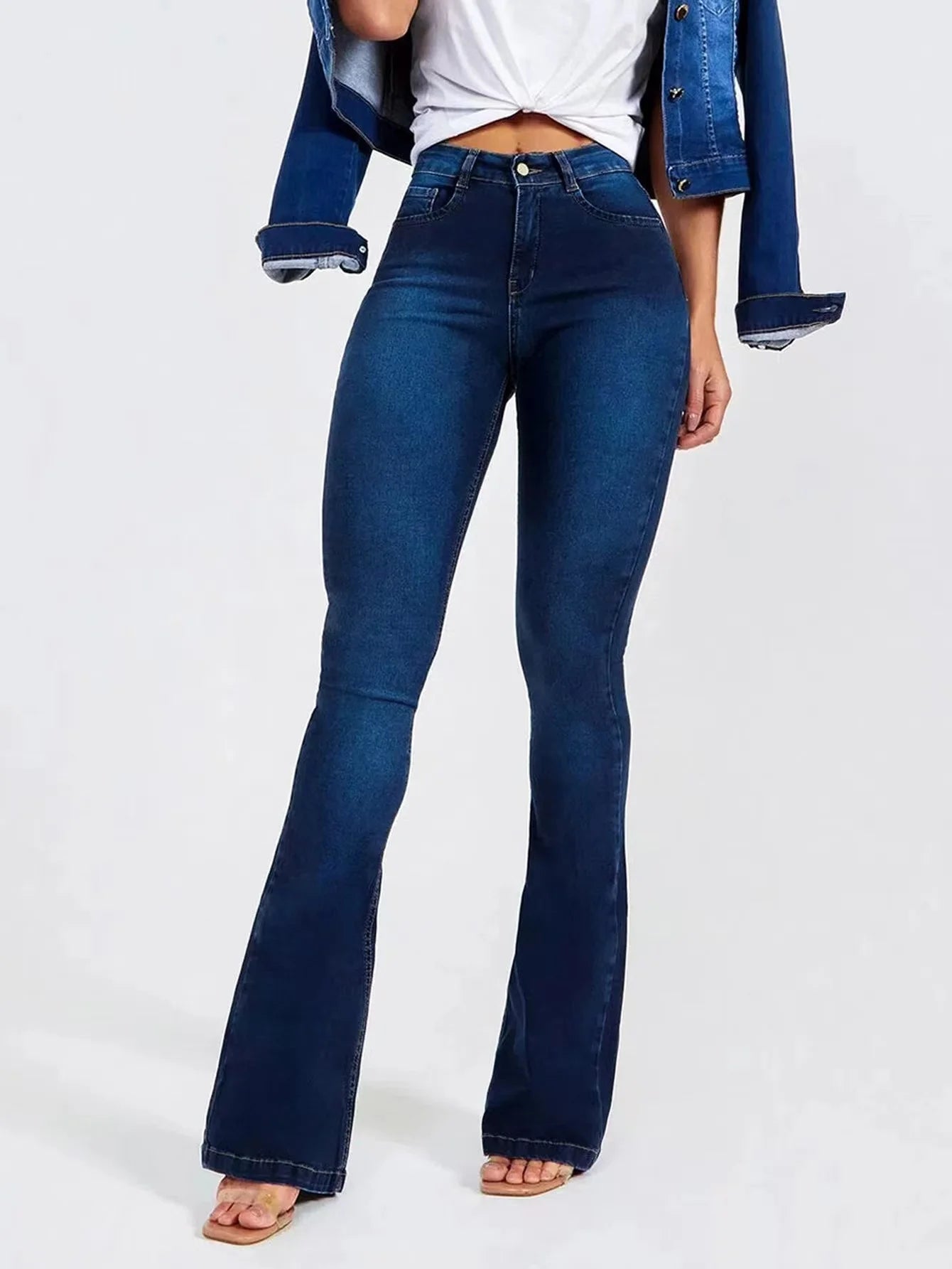 High Waist Slim Stretch Bell Bottomed Jeans