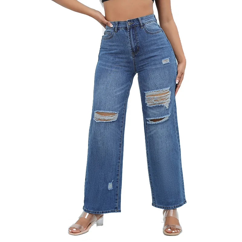 Wide Leg Ripped Jeans