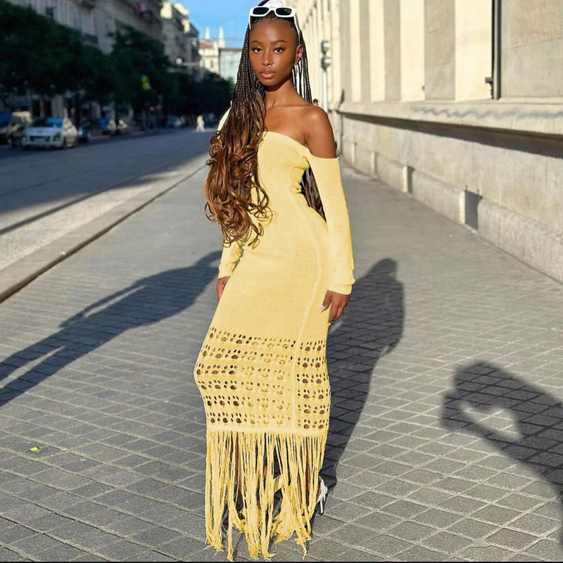 Off Shoulder Long Bodycon Dress