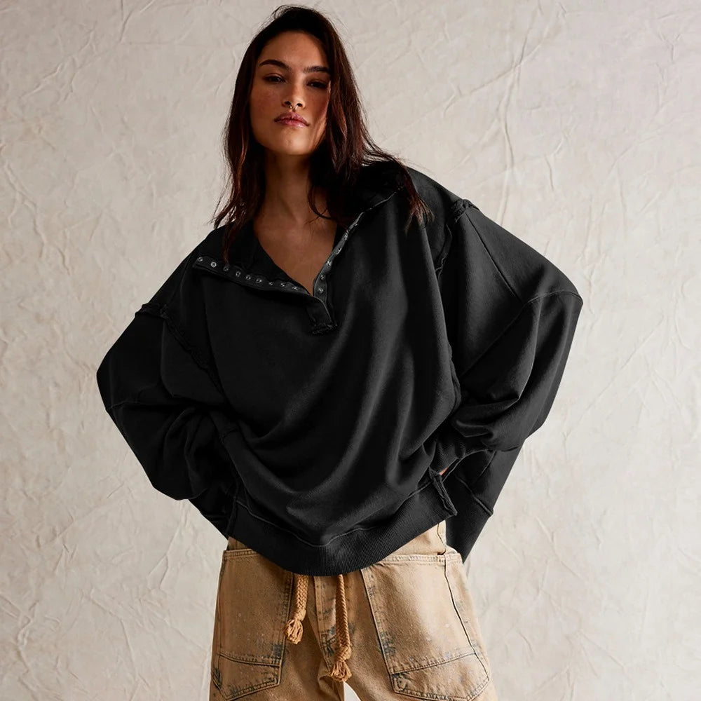 Loose Sweater with Open Lapels