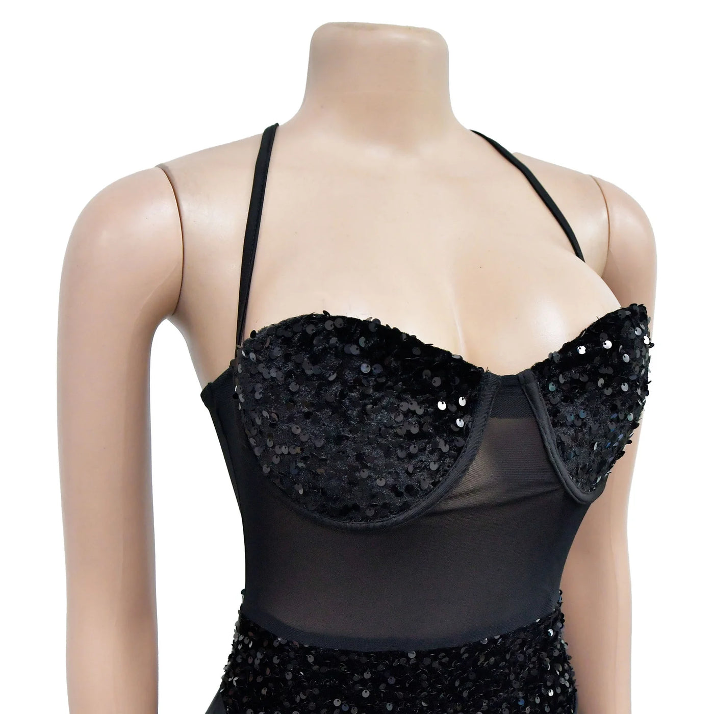 Sexy Strapless Transparent Bead Dress