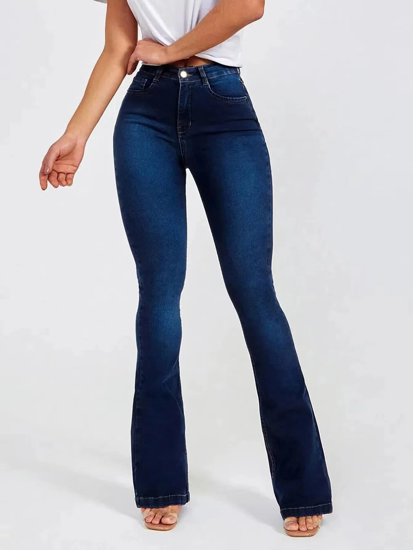 High Waist Slim Stretch Bell Bottomed Jeans