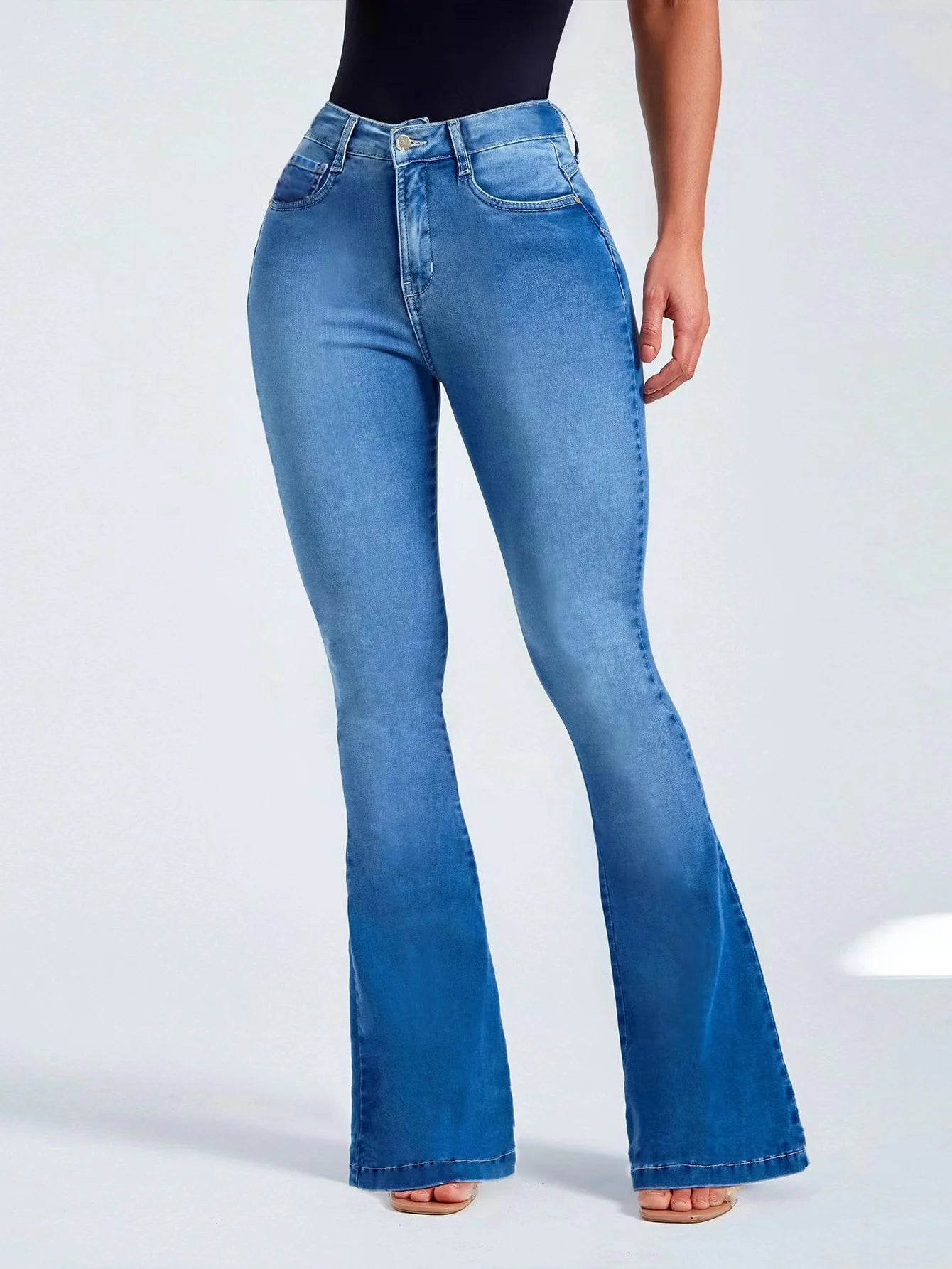 High Waist Slim Stretch Bell Bottomed Jeans