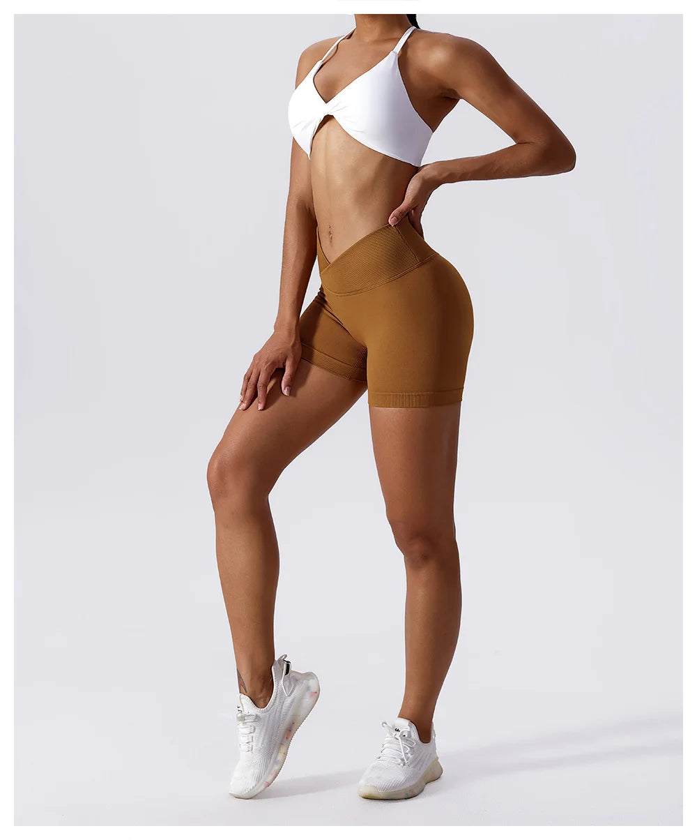 High Waist Running Gym Shorts Tight Fit Seamless Gym Shorts