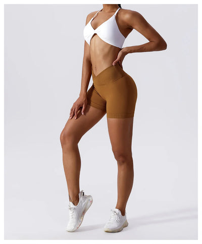 High Waist Running Gym Shorts Tight Fit Seamless Gym Shorts