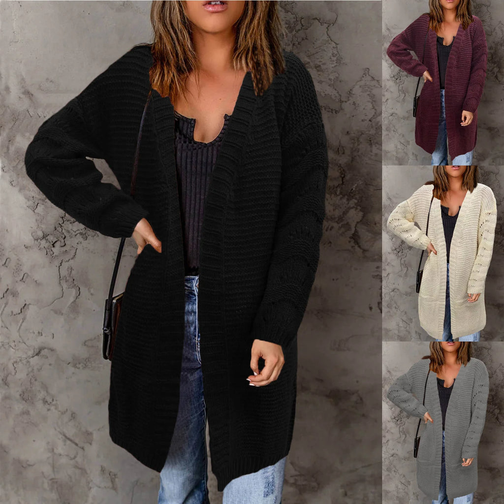 Medium Length Knitted Sweater Cardigan Jacket