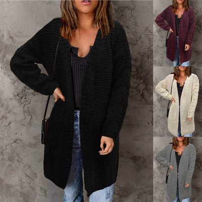 Medium Length Knitted Sweater Cardigan Jacket