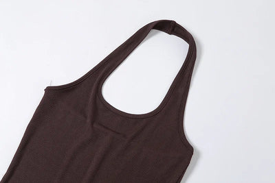 Pure Color Sexy Halter Neck Short Style Sports Jumpsuit