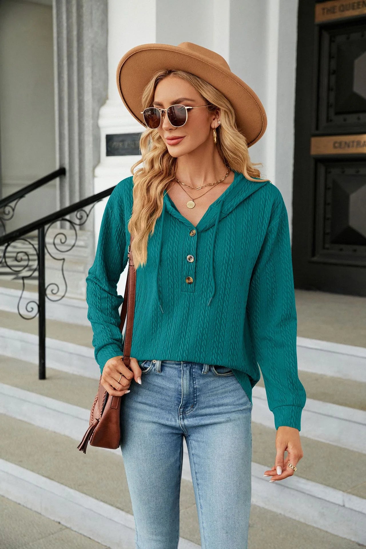 Sweater With Buttons And Hood