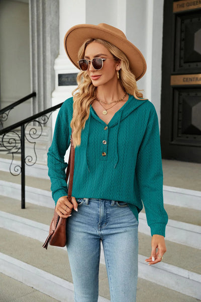 Sweater With Buttons And Hood