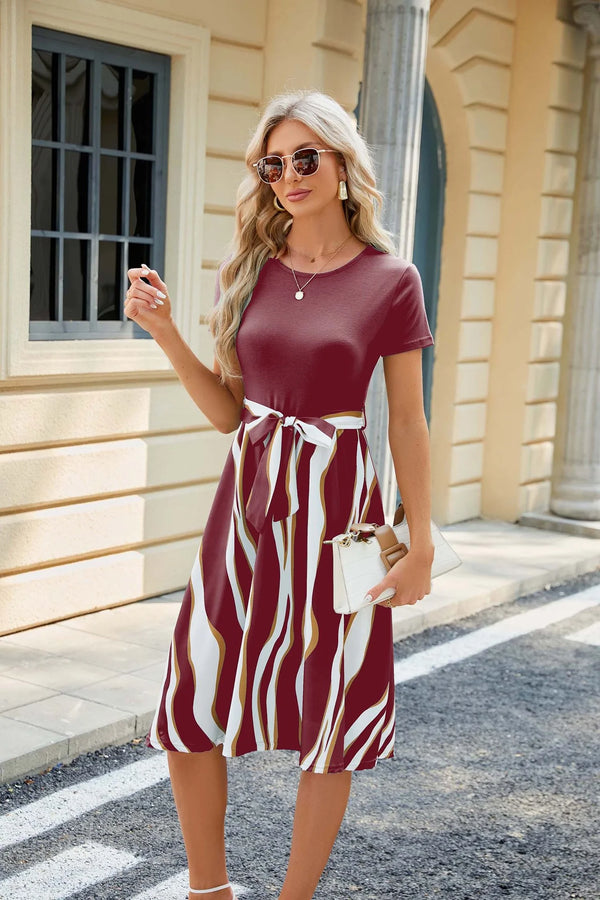 Printed Short Sleeve Dress