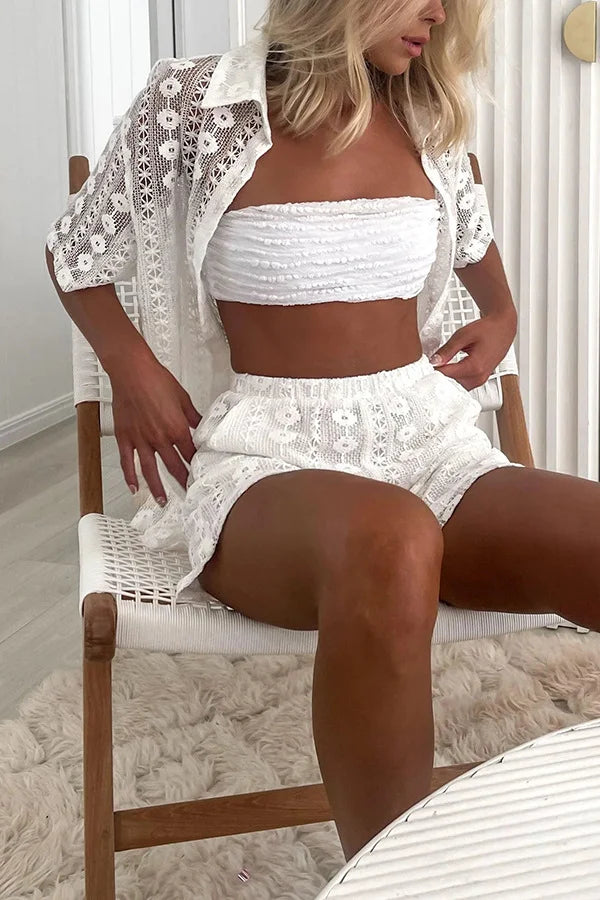 Shorts and Lace Cardigan
