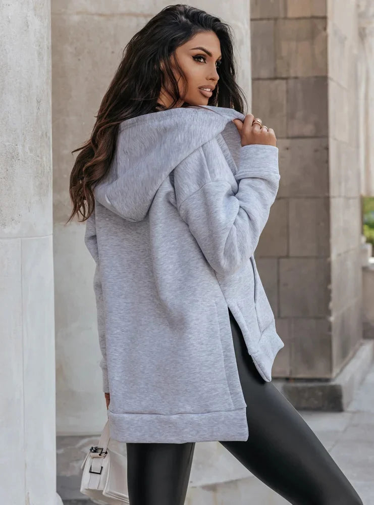 Sweater Zipper Loose Casual Pocket Zipper Hoodie Jacket