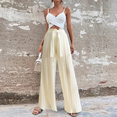100 Pleated Drape Wide Leg Pants