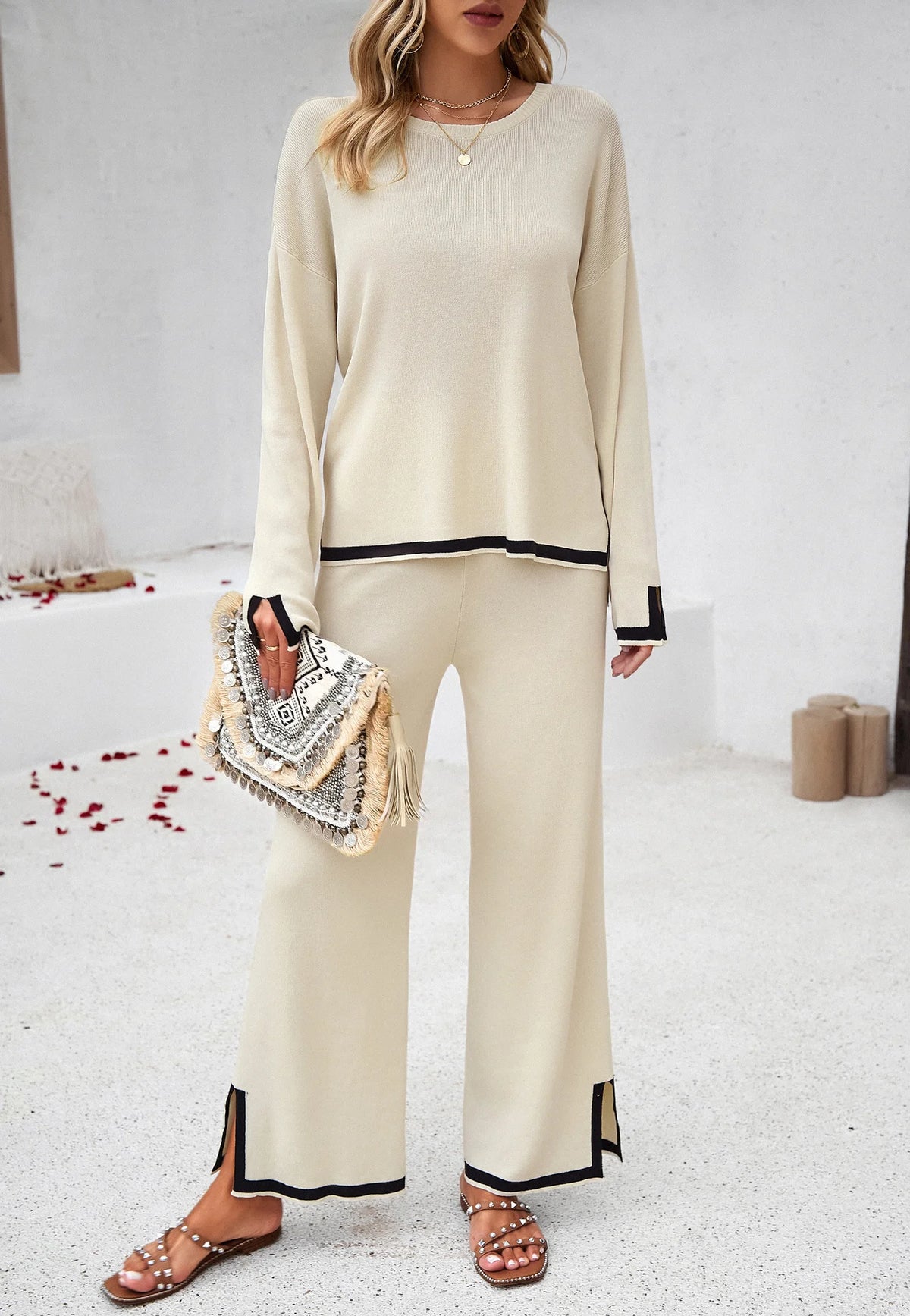 Comfortable Long Sleeve T-shirt And Trousers Set