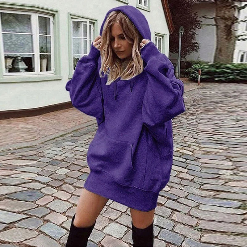 Hooded Baggy Solid Color
