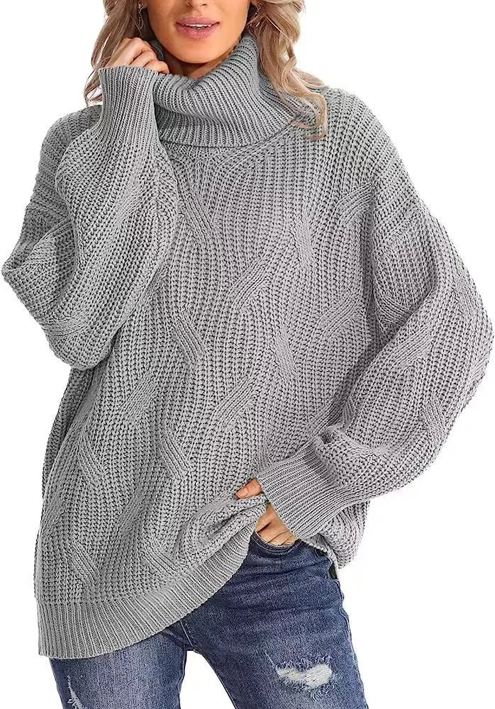 Loose Knitted Turtleneck Sweater