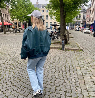 Leather Jacket with Long Sleeves and Zipper