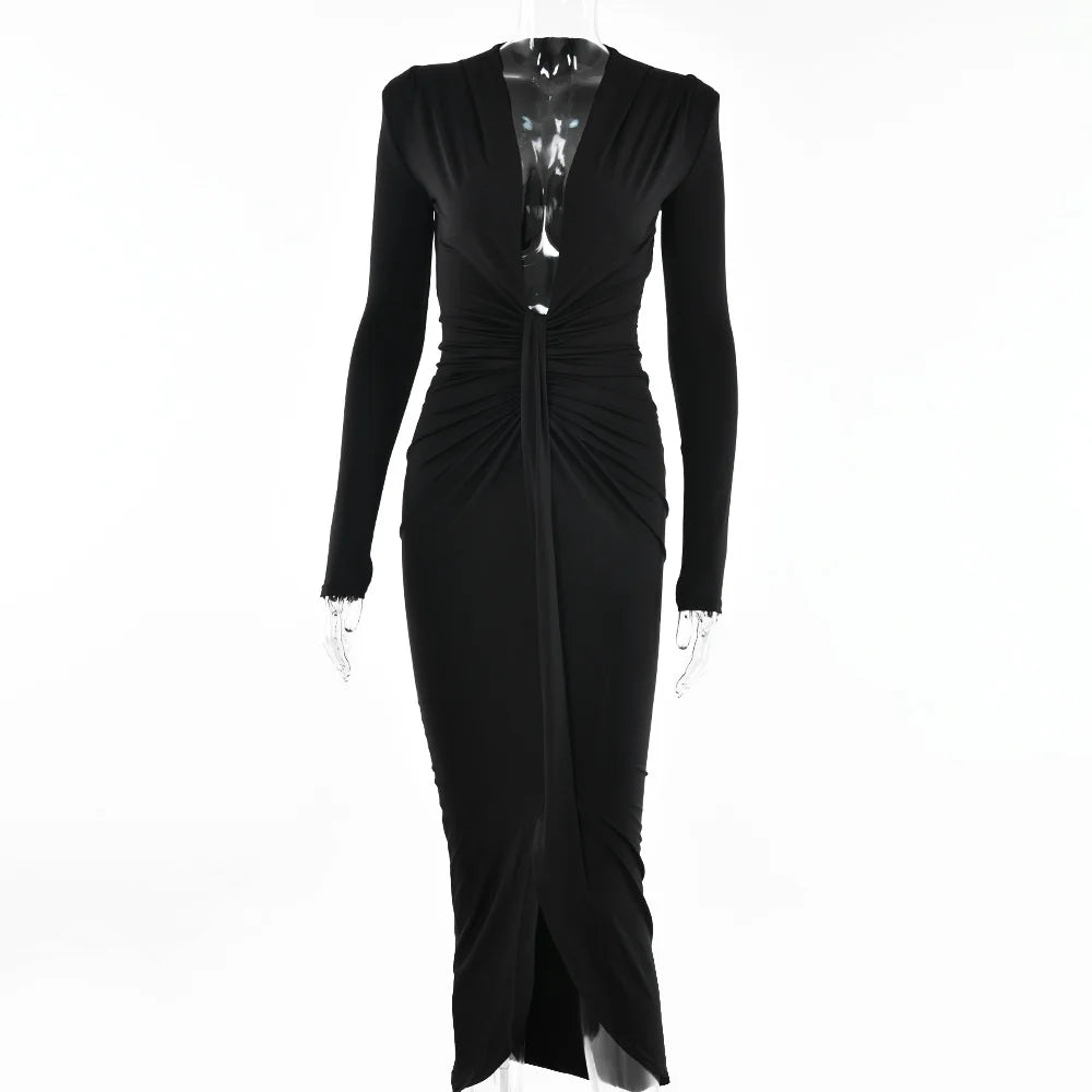 Summer Hot New Long Sleeved Waist Pleated Dress