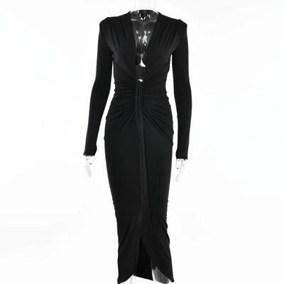 Summer Hot New Long Sleeved Waist Pleated Dress