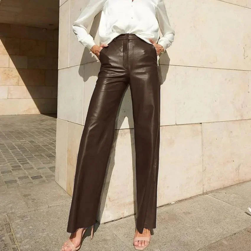 Medium High Waist Hip Lift Straight Women’s Slacks Pants