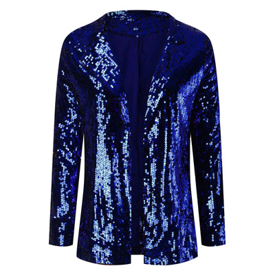 Long Sleeve Lapel Sequin Jacket