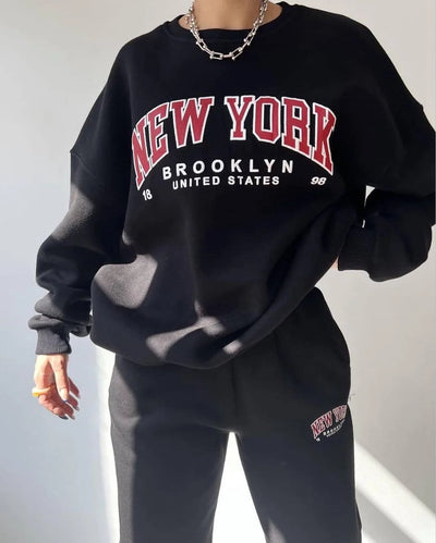 Thick Suit Printed Cashmere Sweater and Long Pants