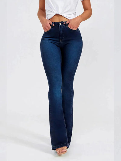 High Waist Slim Stretch Bell Bottomed Jeans