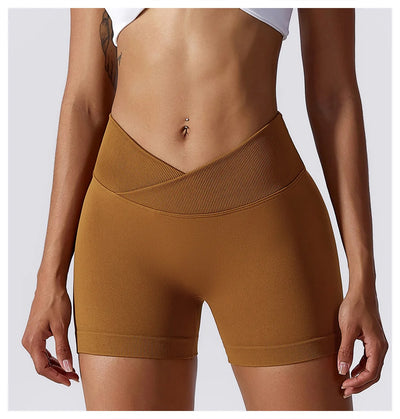 High Waist Running Gym Shorts Tight Fit Seamless Gym Shorts