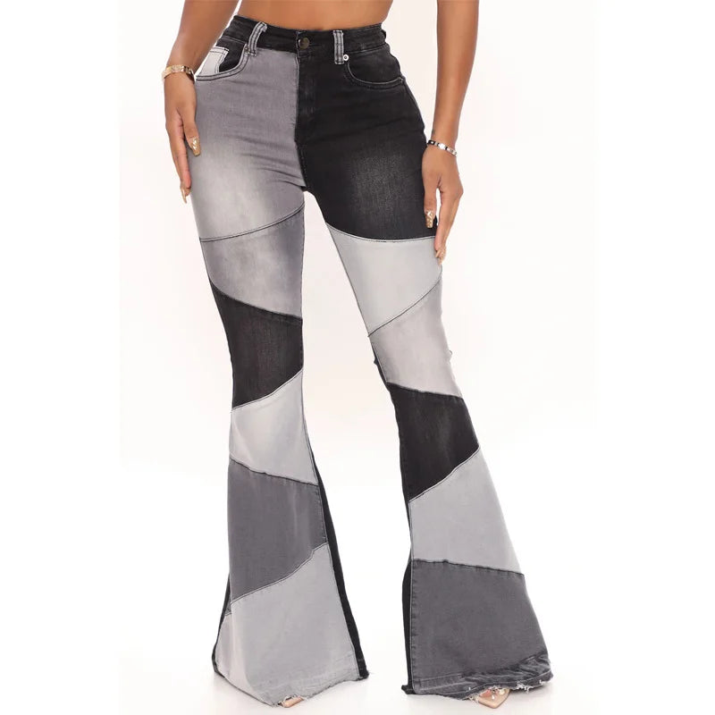 Women’s Jeans With Colorful Patch Wide Leg