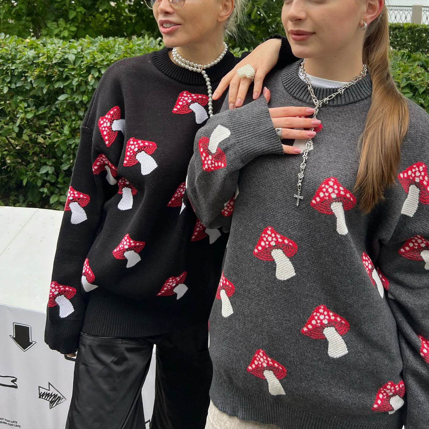 Niche Design Ins Style Mushroom Jacquard Sweater Women’s